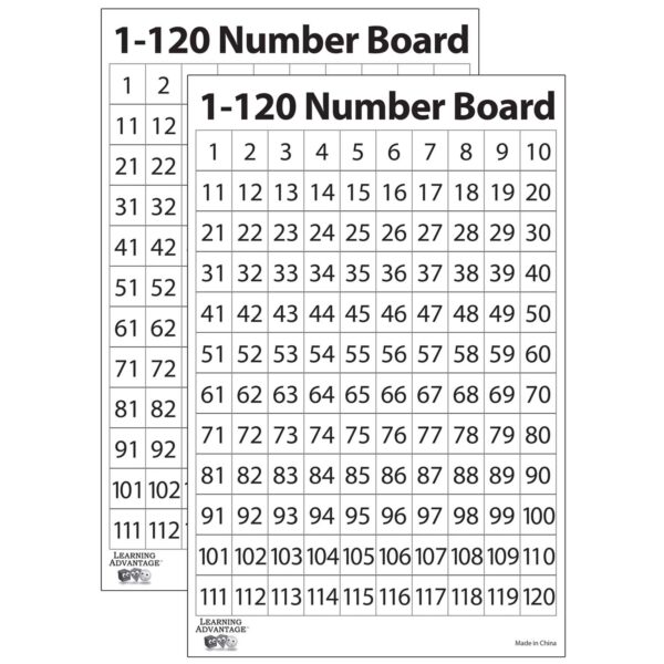 1-120 Number Dry Erase Boards, 10 Per Set, 2 Sets