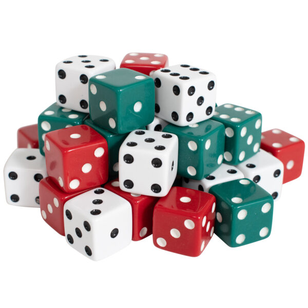 Dot Dice - Red-Green-White - 36 Per Pack, 3 Packs