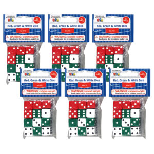 Dot Dice - Red-Green-White - 12 Per Pack - 6 Packs