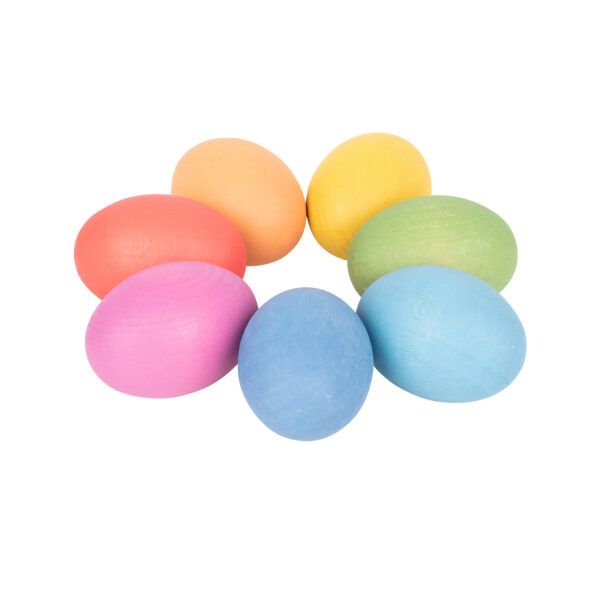 Rainbow Wooden Eggs - Set of 7 Colors