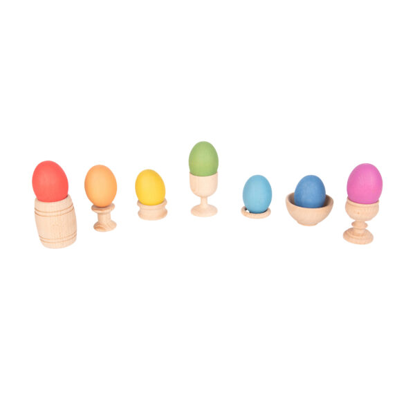 Rainbow Wooden Eggs - Set of 7 Colors