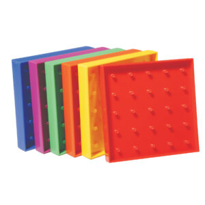 Double-Sided Geoboard Set - 5 x 5 Grid - 12 Pin Circular Array - Set of 6