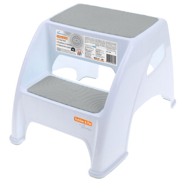 Toddler  2-Step Stool, Gray-White