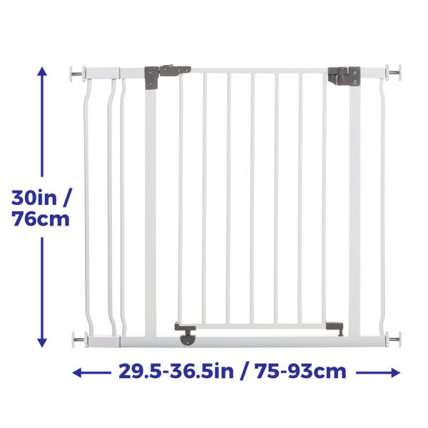 Liberty 29.5-36.5in Auto Close Metal Baby Safety Gate - White