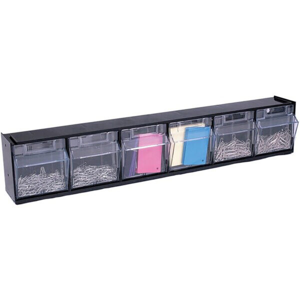 Tilt Bin Interlocking Storage Bins, 6-Bin Unit, Black