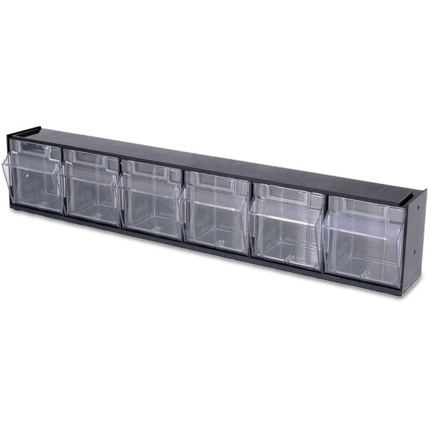 Tilt Bin Interlocking Storage Bins, 6-Bin Unit, Black