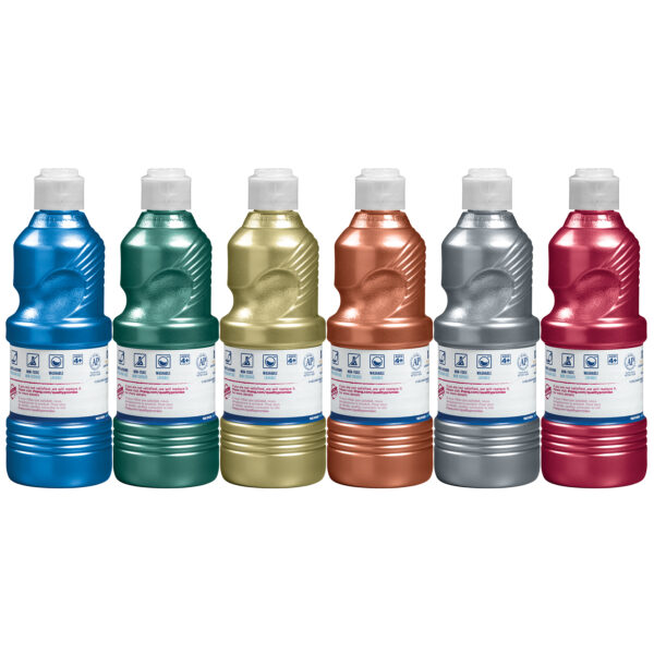 Washable Ready-to-Use Tempera Paint, 16 oz, Metallic, 6 Colors