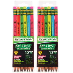 My First Tri-Write Wood-Cased Pencils, Neon Assorted, 12 Per Pack, 2 Packs