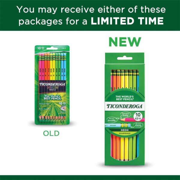 Premium Neon Wood No. 2 Pencils with Eraser, 10 Per Pack, 6 Packs