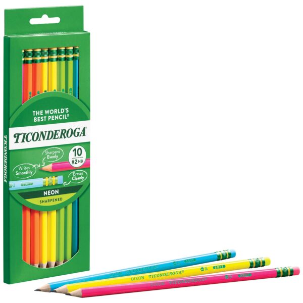 Premium Neon Wood No. 2 Pencils with Eraser, 10 Per Pack, 6 Packs