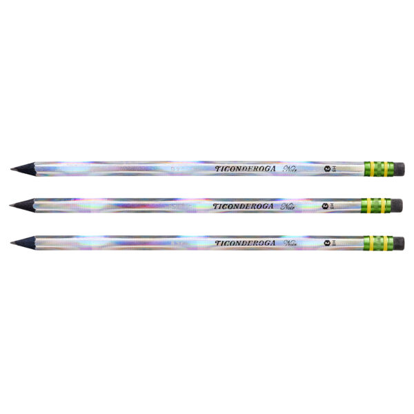 Noir Pencils, Holographic Foil on Black Wood, #2 Soft, Presharpened, 12 Per Pack, 3 Packs