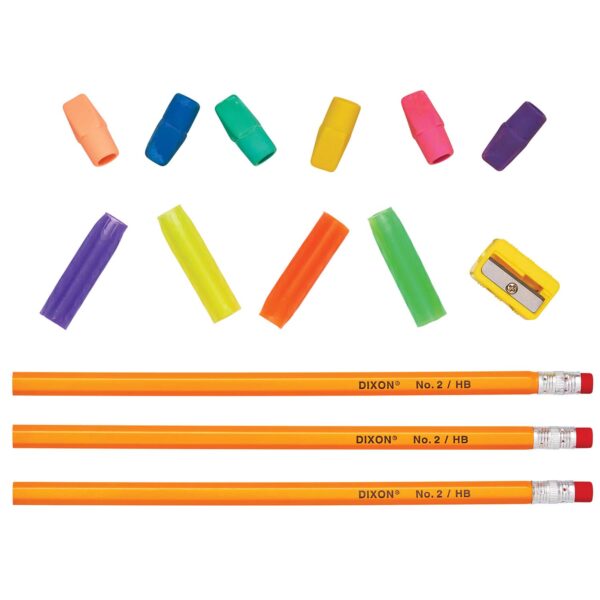 Variety Pack, #2 Pencils, Erasers, Pencil Grips Set, 6 Sets