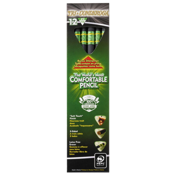 Tri-Conderoga 3-Sided Pencils with Sharpener, 12 Per Pack, 2 Packs