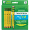 My First Short Wooden Pencils, Large Triangle Barrel, Sharpened, #2 HB Soft, With Eraser, Yellow, 12 Per Pack, 2 Packs