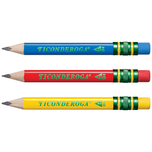 My First Short Wooden Pencils, Large Triangle Barrel, Sharpened, #2 HB Soft, With Eraser, Primary Colors, 12 Per Pack, 2 Packs