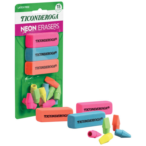 Eraser Combo Set, Neon, Beveled & Wedge Caps, 8 Sets