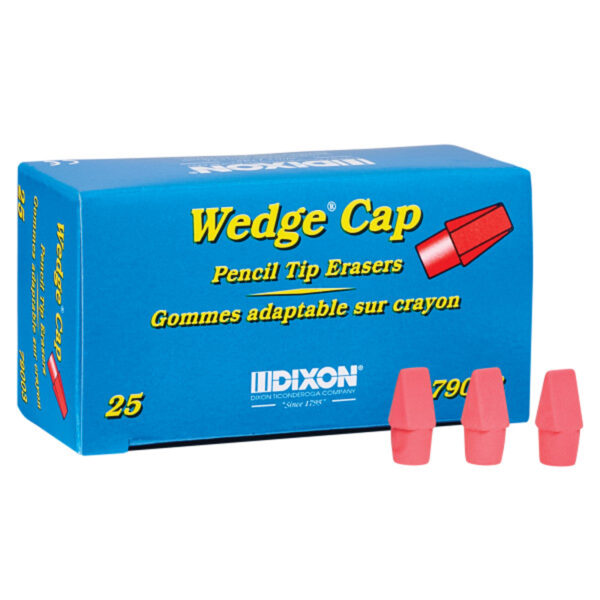 Wedge Pencil Cap Erasers, Pink, 25 Per Pack, 8 Packs