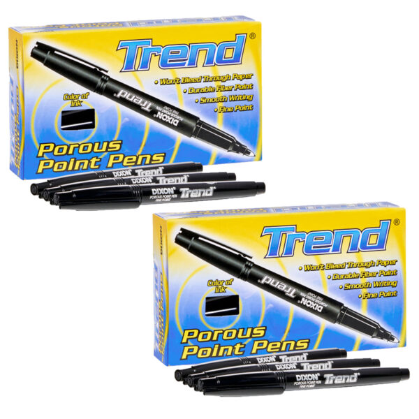 Trend Porous Point Pens, Black, 12 Per Pack, 2 Packs