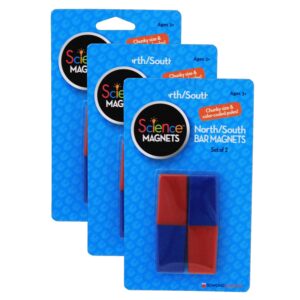 North-South Bar Magnets 3", Red-Blue Poles, 2 Per Pack, 3 Packs