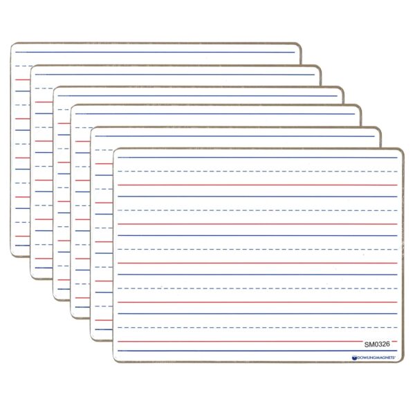 Double-sided Magnetic Dry-Erase Board, Line-Ruled-Blank, Pack of 6