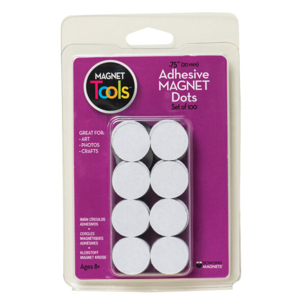 Adhesive Magnet Dots, 3-4", 100 Per Pack, 6 Packs