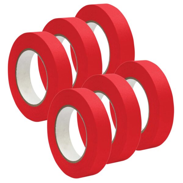 Premium Grade Masking Tape, 1" x 55 yards, Red, 6 Rolls