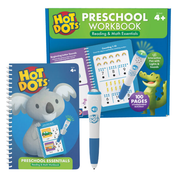 Hot Dots Preschool Essentials Reading & Math Workbook