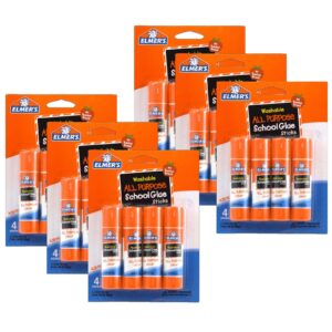 Washable School Glue Sticks, All Purpose, 4 Per Pack, 6 Packs