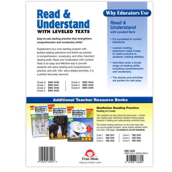 Read & Understand with Leveled Texts Book, Grade K