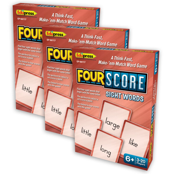 Four Score Card Game: Sight Words, Pack of 3