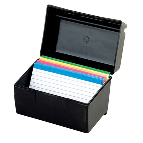 Plastic Index Boxes, 3 X 5, 300 Cards Capacity, Black, Pack of 6