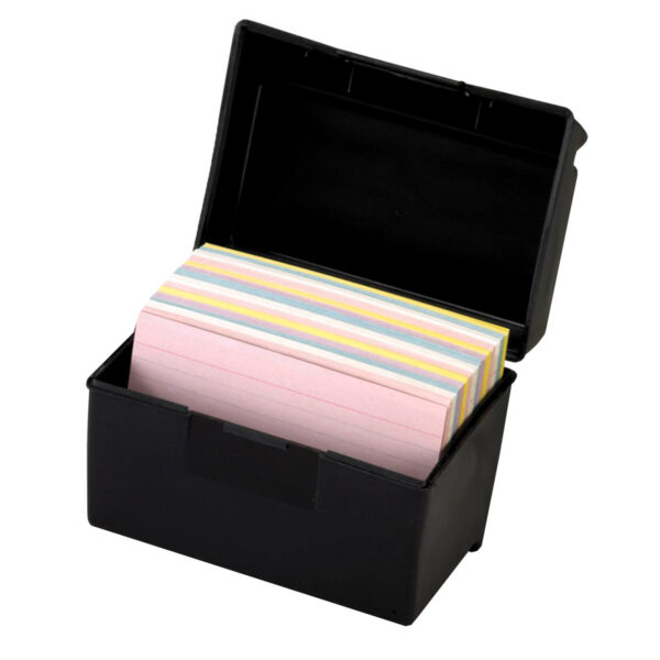 Plastic Index Boxes, 4 x 6, 400 Card Capacity, Black, Pack of 3