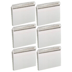 Spiral Index Cards, 3" x 5", White, Ruled, 50 Per Pack, 6 Packs