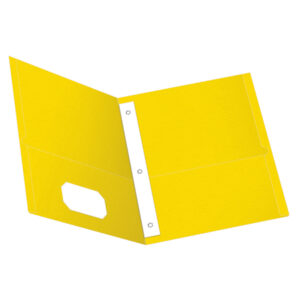 Twin Pocket Folders with Fasteners, Letter Size, Yellow, Box of 25