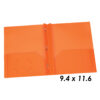 Poly Two Pocket Portfolio with Prongs, Orange, Pack of 25