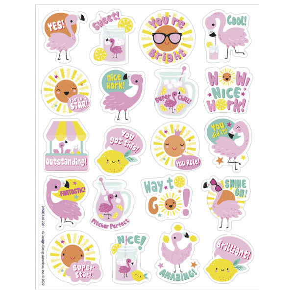 Flamingo Strawberry Lemonade Scented Stickers, 80 Per Pack, 6 Packs