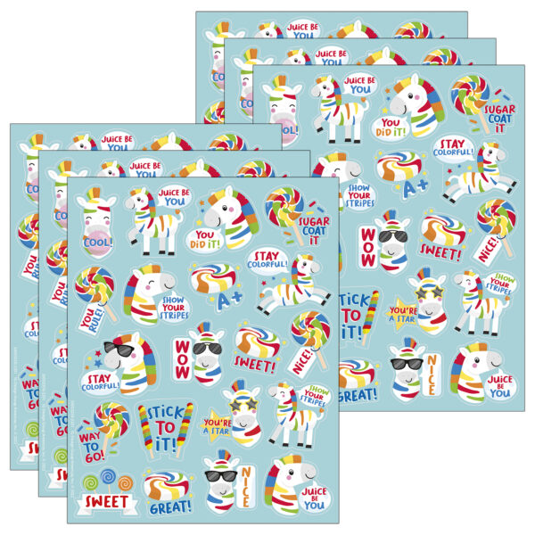 Fruit Zebras Fruit Punch Scented Stickers, 80 Per Pack, 6 Packs