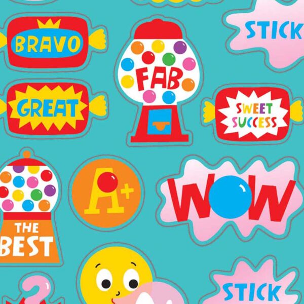 Bubblegum Scented Stickers, 80 Per Pack, 6 Packs