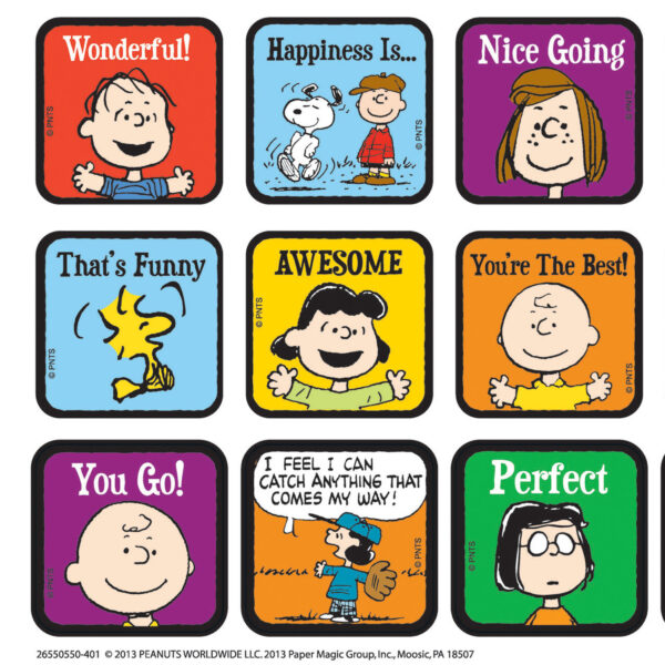 Peanuts Motivational Theme Stickers, 120 Per Pack, 12 Packs