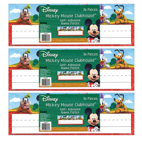 Mickey Mouse Clubhouse Self-Adhesive Name Plates, 36 Per Pack, 3 Packs