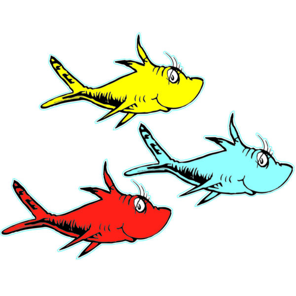 Dr. Seuss One Fish, Two Fish Assorted Paper Cut Outs, 36 Per Pack, 3 Packs