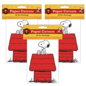 Snoopy on Dog House Paper Cut Outs, 36 Per Pack, 3 Packs