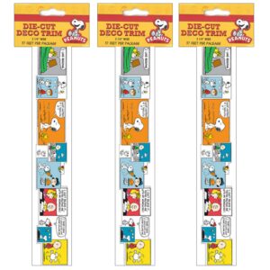 Peanuts Comic Blocks Extra Wide Die Cut Deco Trim, 37 Feet Per Pack, 3 Packs