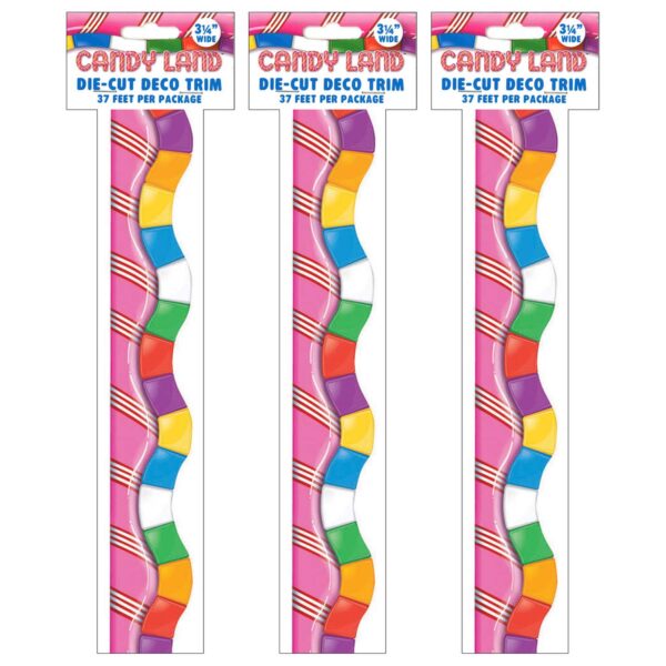 Candy Land Dimensional Look Extra Wide Die Cut Deco Trim, 37 Feet Per Pack, 3 Packs