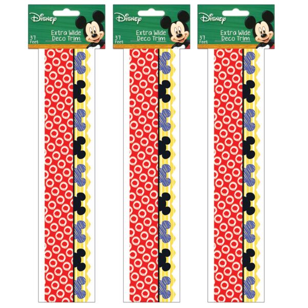 Mickey Color Pop! Peeking Head Extra Wide Deco Trim, 37 Feet Per Pack, 3 Packs