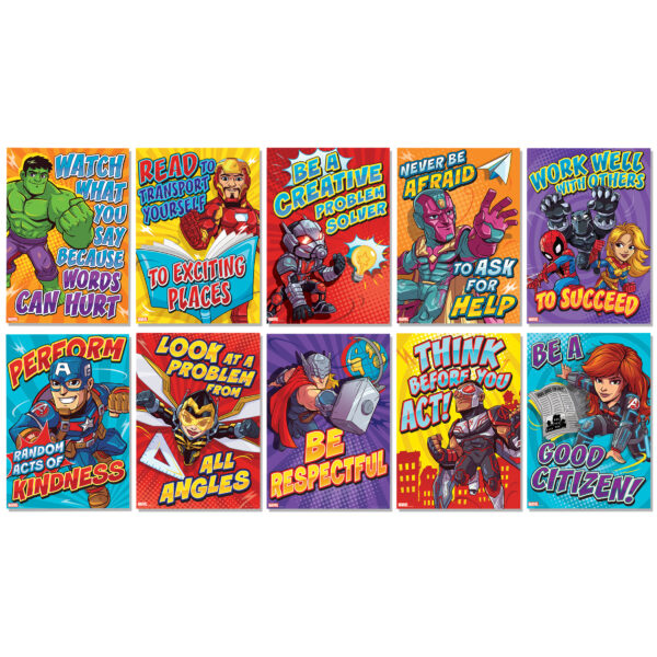 Marvel Motivational Poster Set Bulletin Board Set, 10 Posters