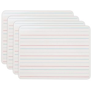 Two-Sided Dry Erase Board, Plain-Ruled, 9" x 12", Pack of 4