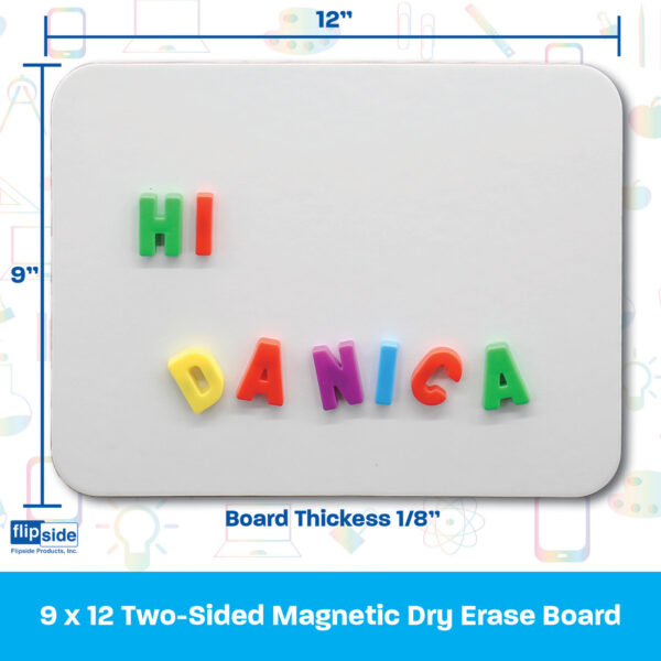 Magnetic Dry Erase Board, Two-Sided Blank-Blank, 9" x 12", Pack of 3