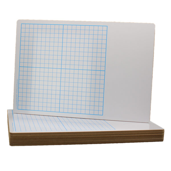 Two Sided 1-2" Graph Dry Erase Board, 11" x 16, Pack of 12