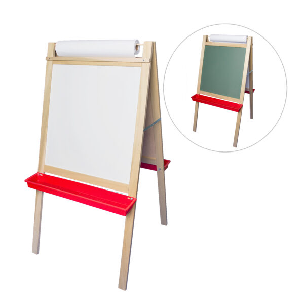 Deluxe Magnetic Paper Roll Easel, Green Chalkboard-White Dry Erase, 48"H x 24"W